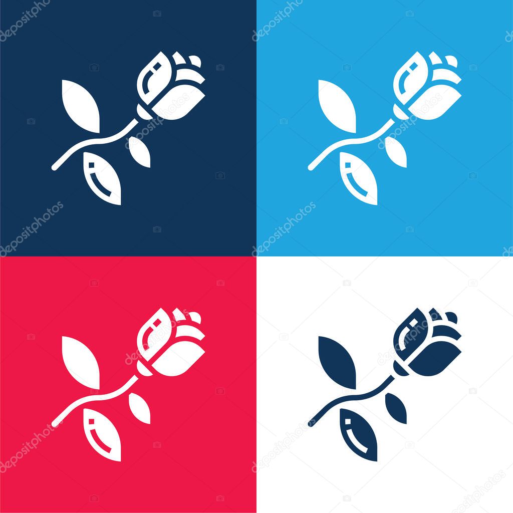 Blossom blue and red four color minimal icon set