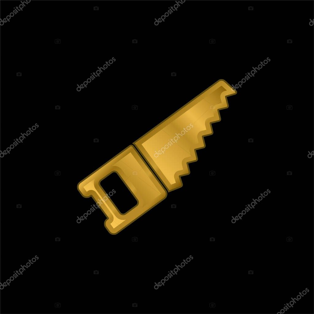 Band Saw gold plated metalic icon or logo vector