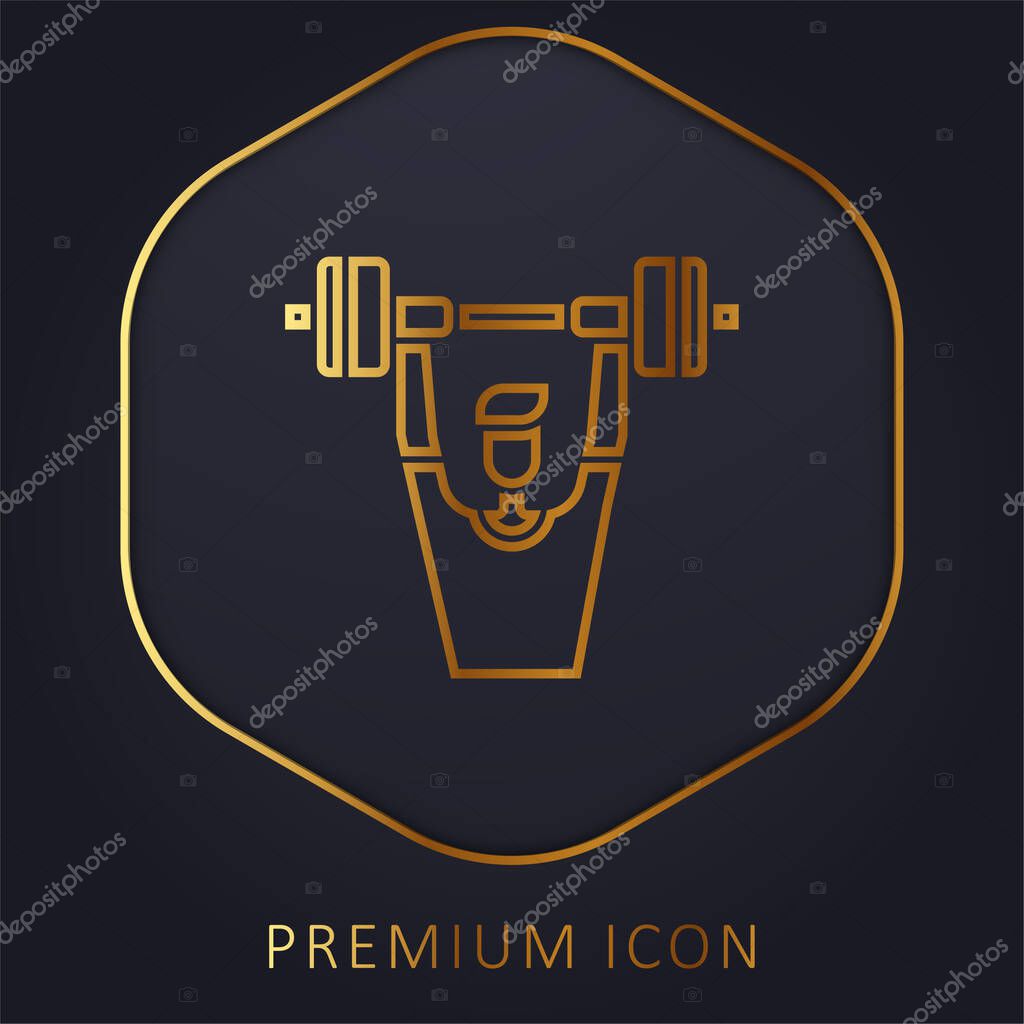 Barbell golden line premium logo or icon