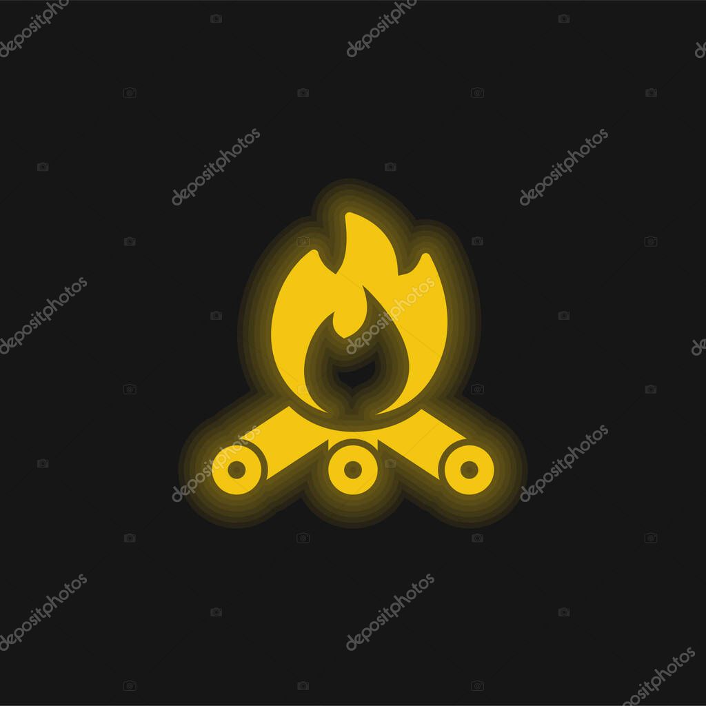 Bonfire yellow glowing neon icon