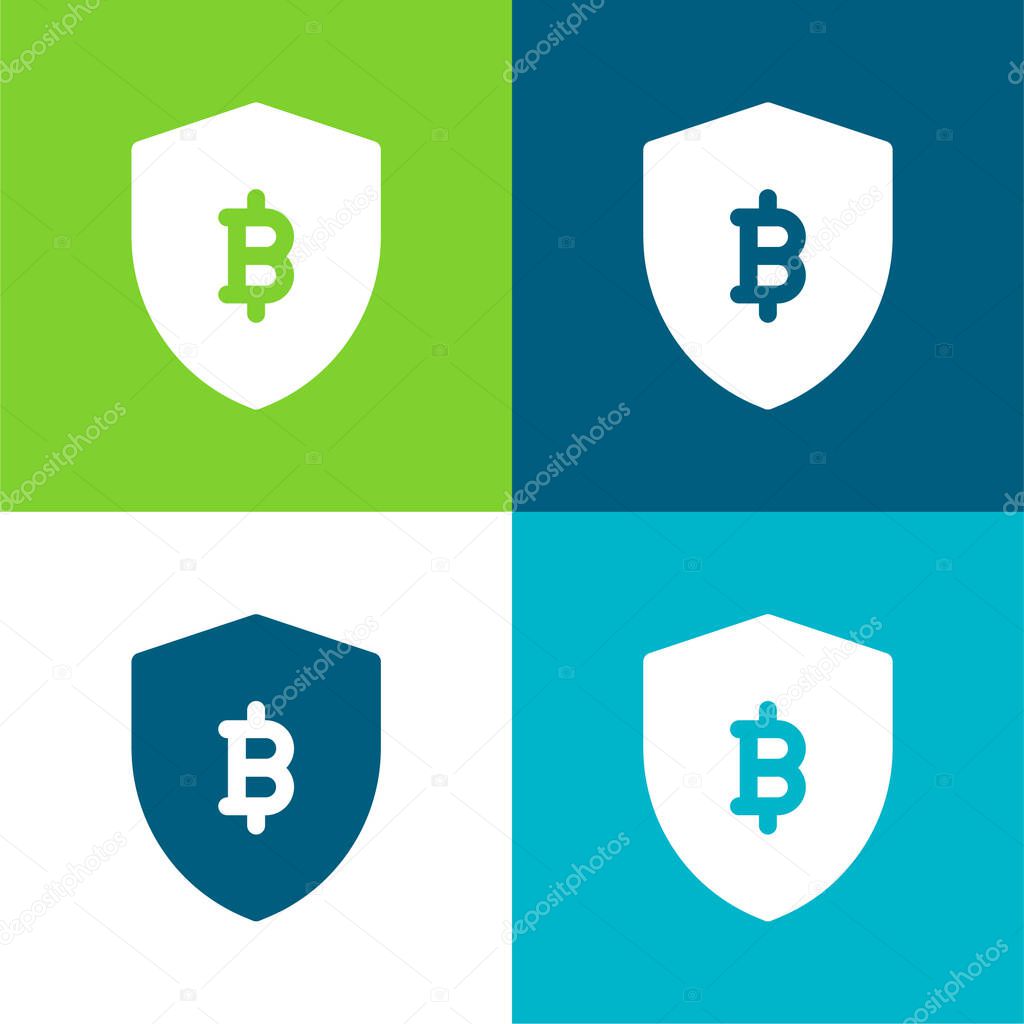 Bitcoin Flat four color minimal icon set