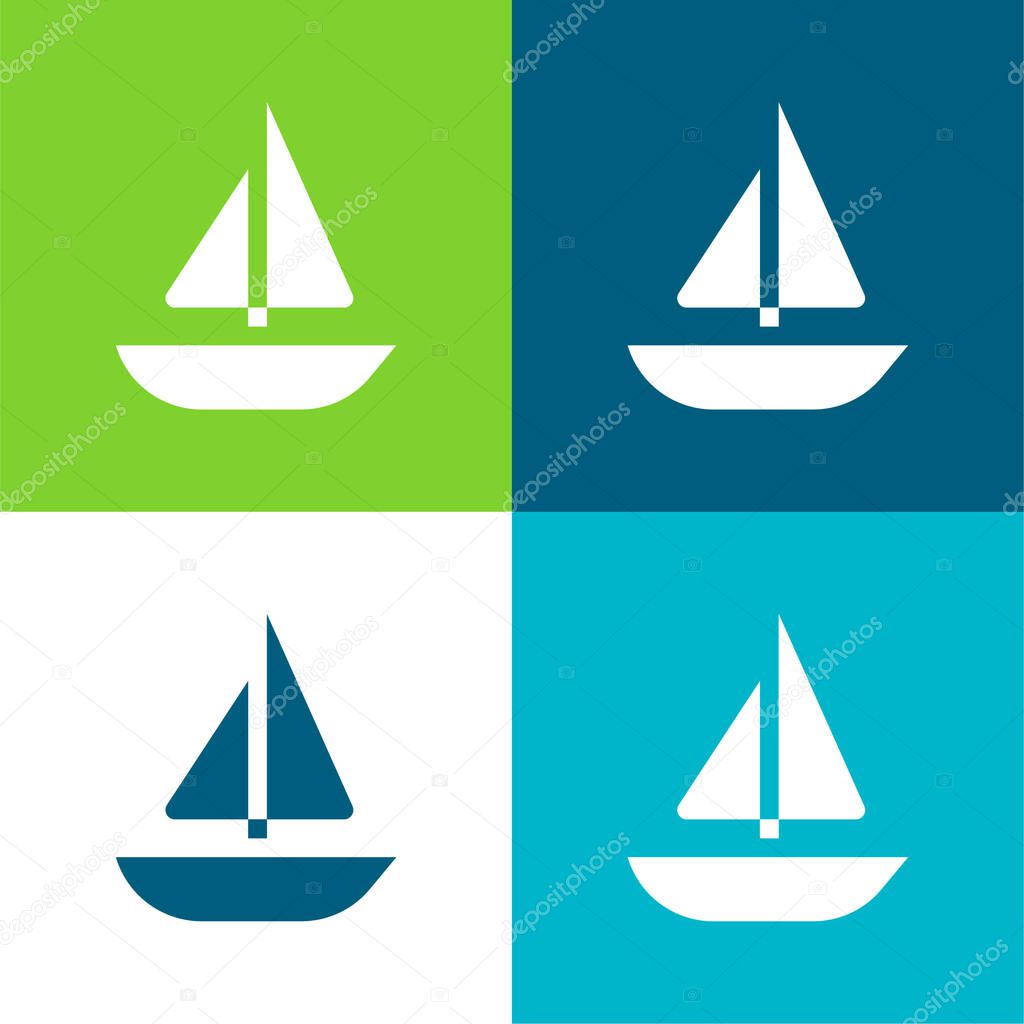 Boat Flat four color minimal icon set
