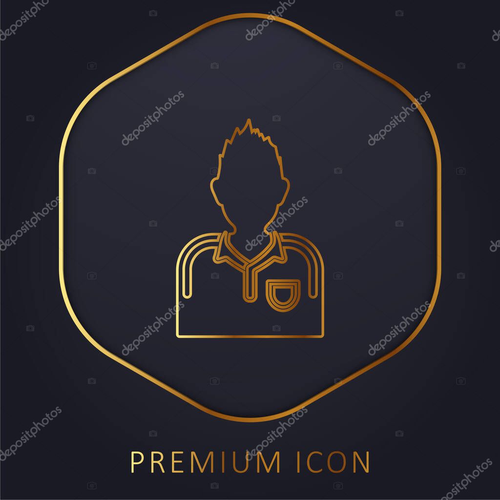 Athletic Soccer Player golden line premium logo or icon