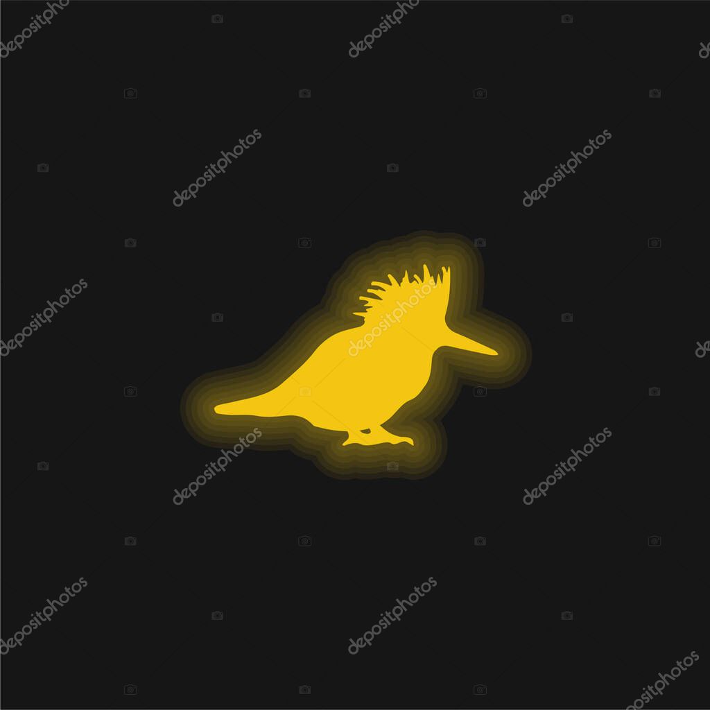 Bird Silhouette yellow glowing neon icon