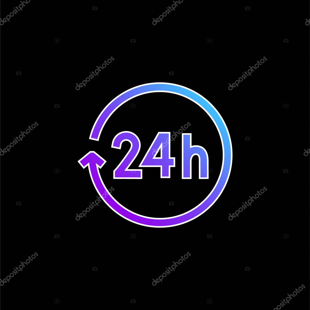 24 Hours blue gradient vector icon