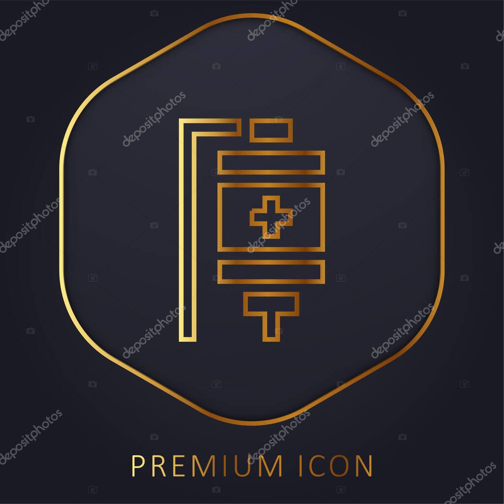 Blood Bag golden line premium logo or icon