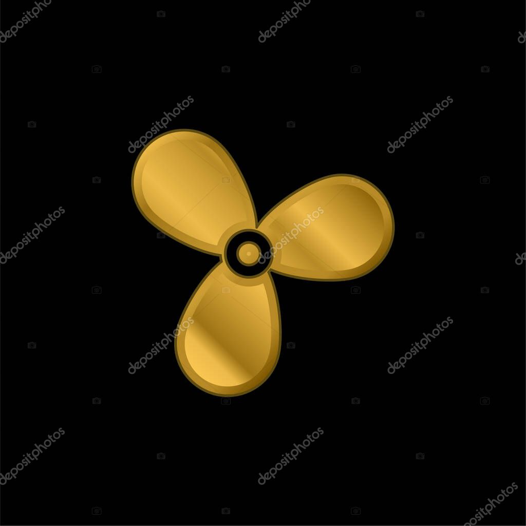 Boat Propeller gold plated metalic icon or logo vector