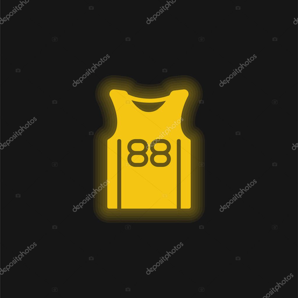 Basketball Jersey yellow glowing neon icon