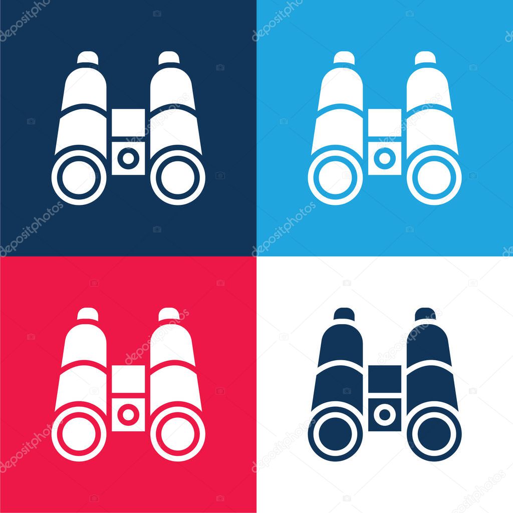 Binocular blue and red four color minimal icon set