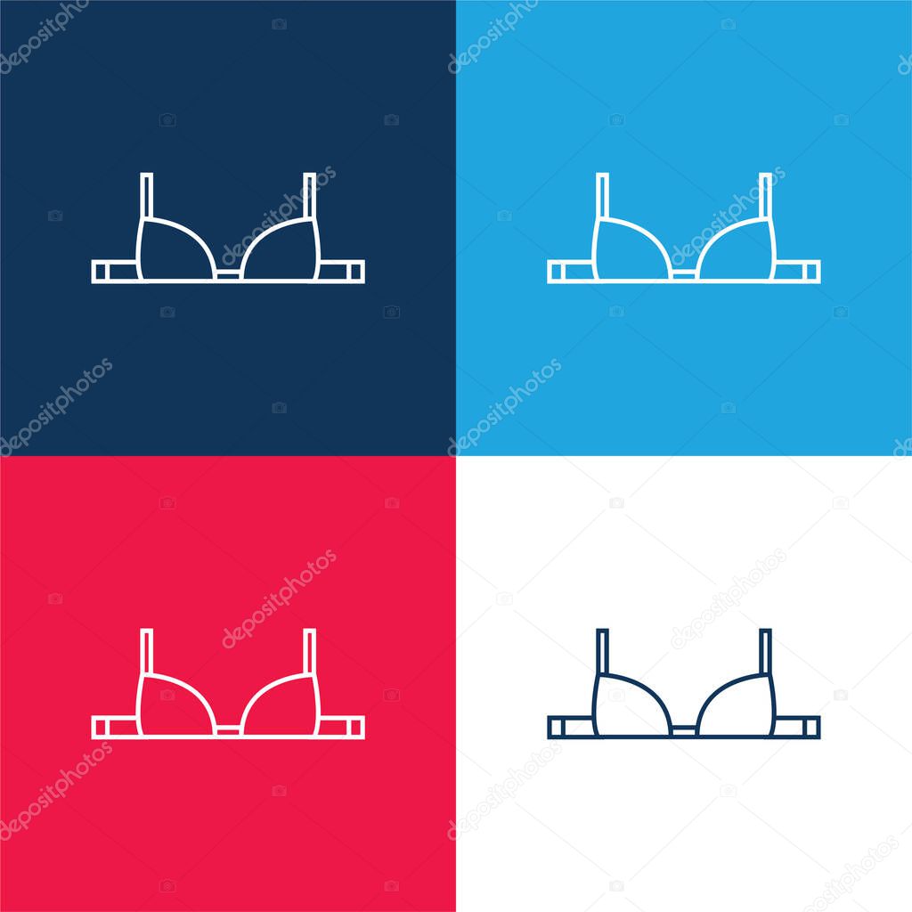 Brassiere Outline blue and red four color minimal icon set