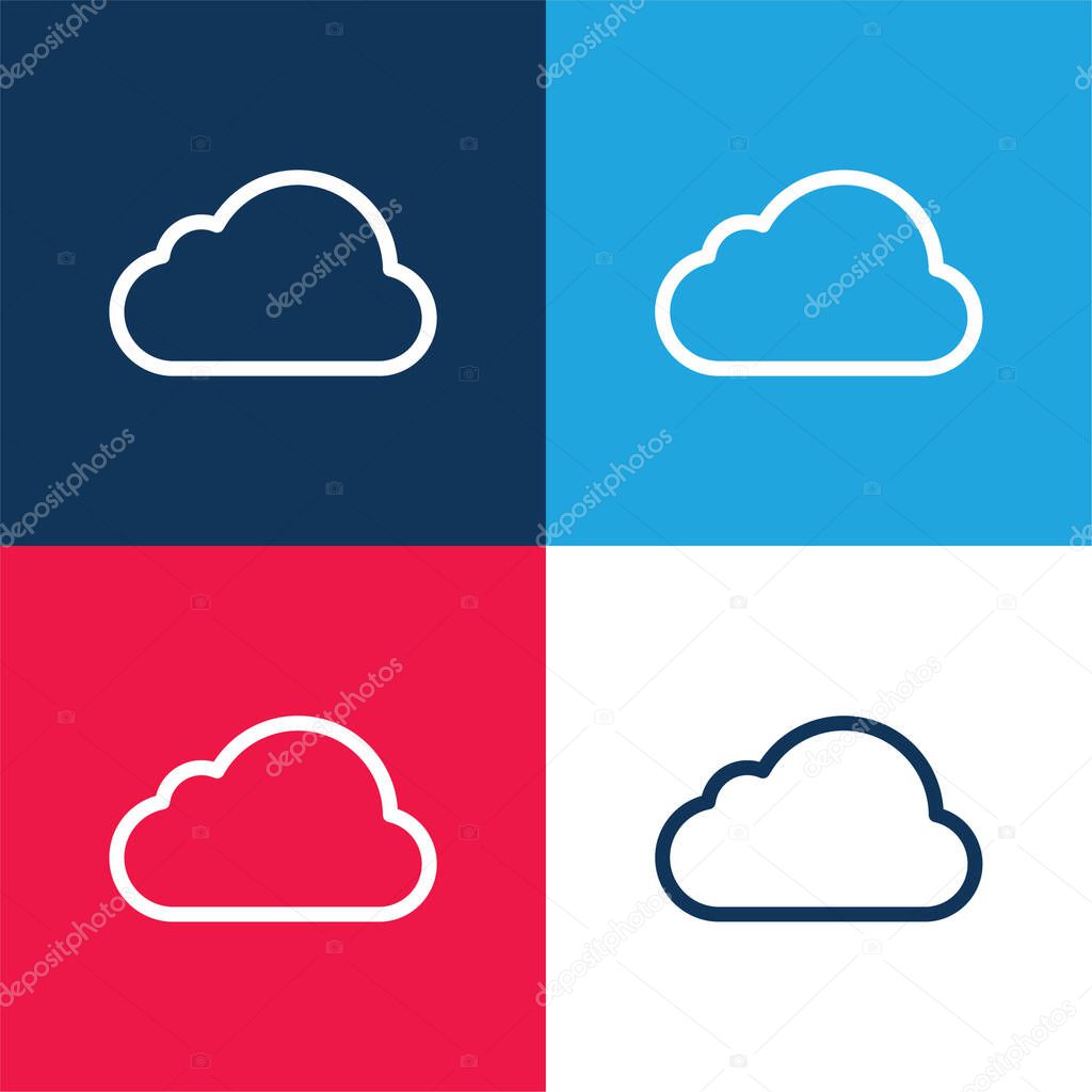 Big Cloud blue and red four color minimal icon set
