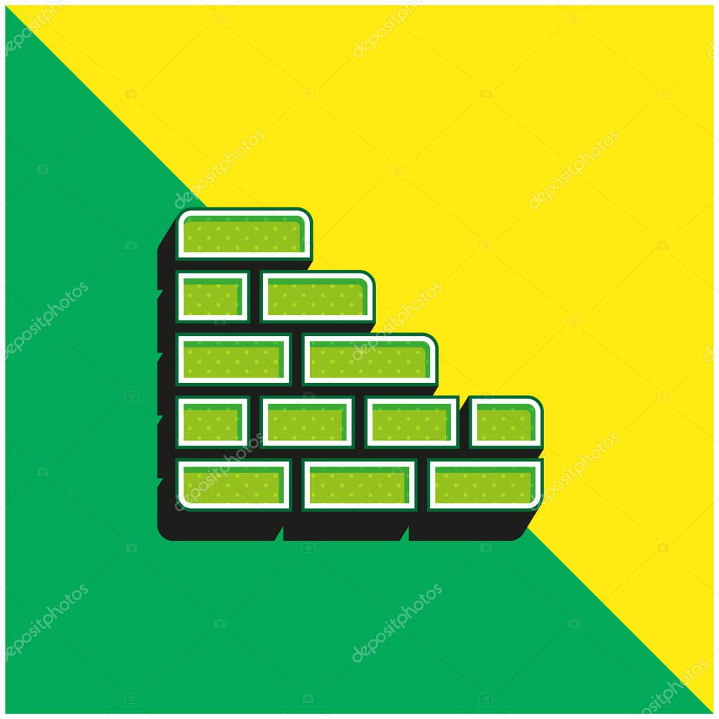 Brick Wall Green and yellow modern 3d vector icon logo