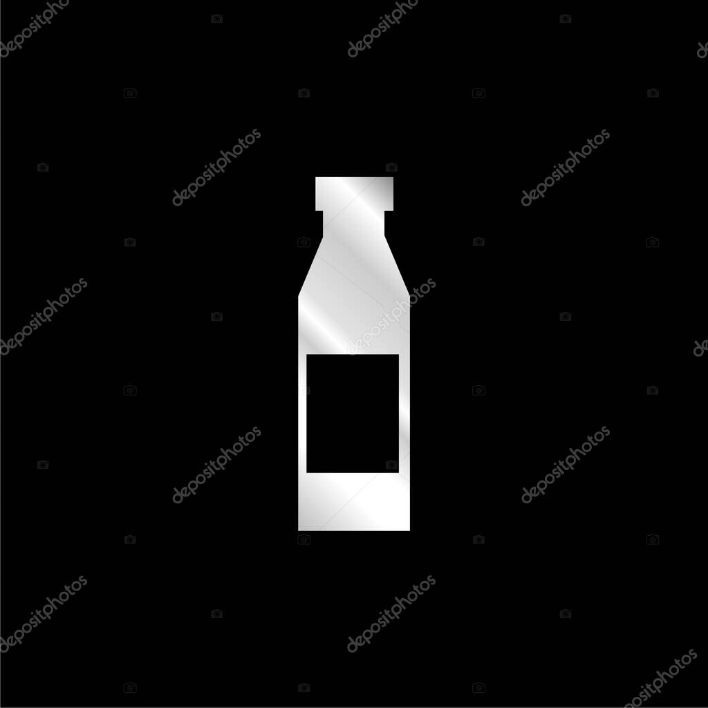 Bottle With Label silver plated metallic icon