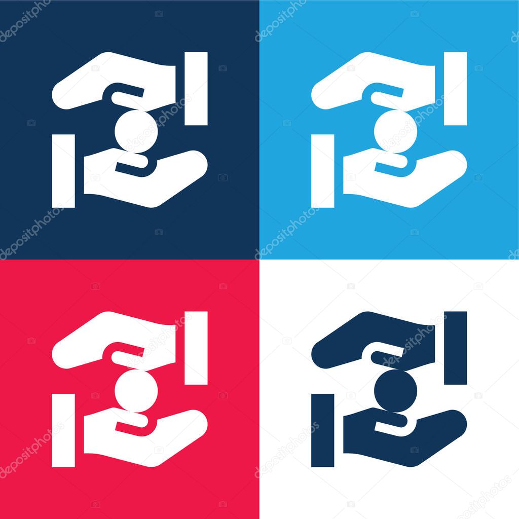Alms blue and red four color minimal icon set