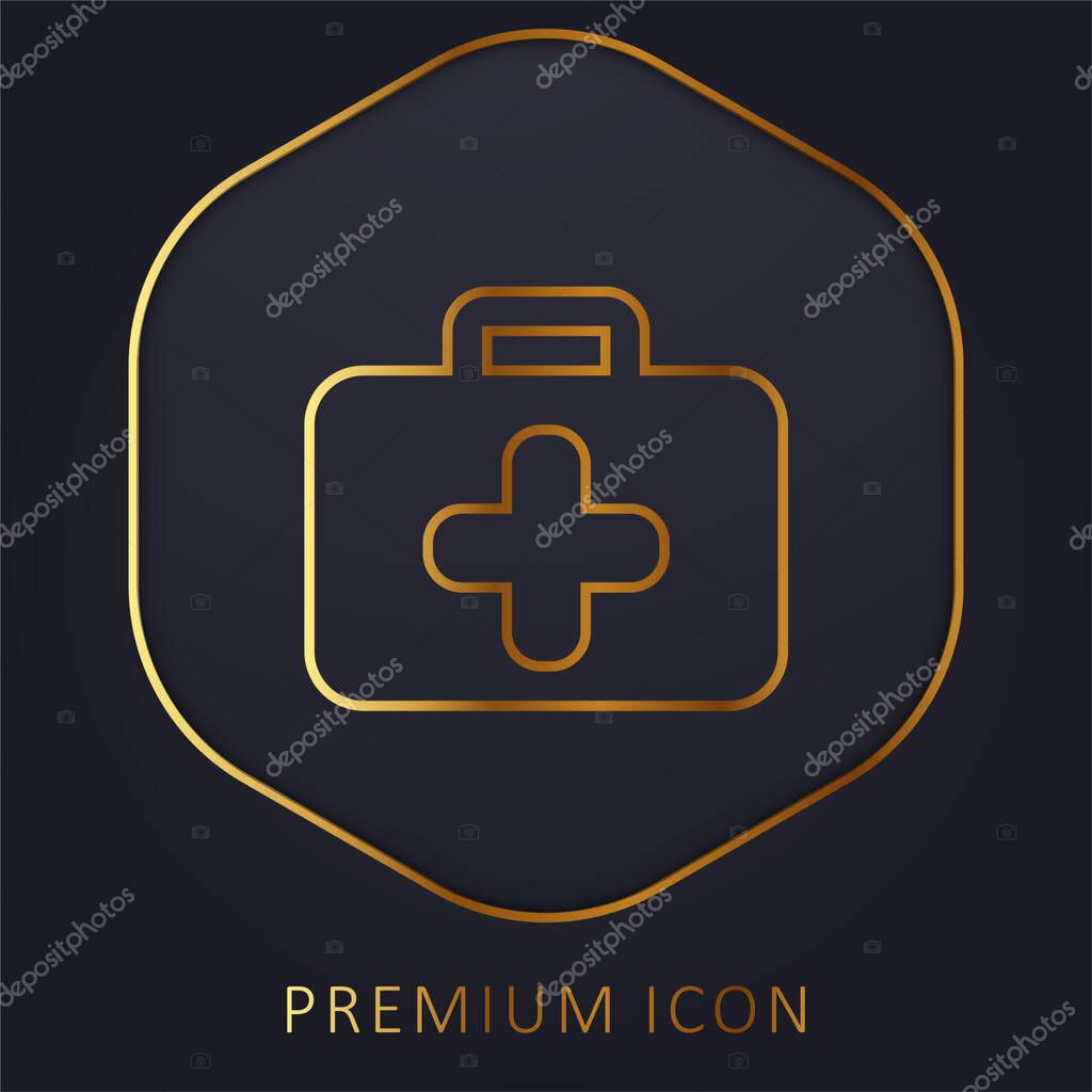 Briefcase golden line premium logo or icon