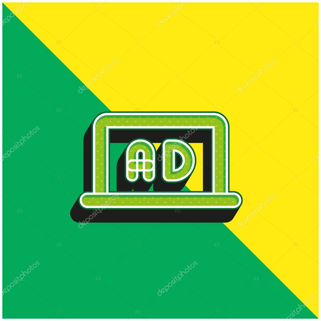Ads Green and yellow modern 3d vector icon logo