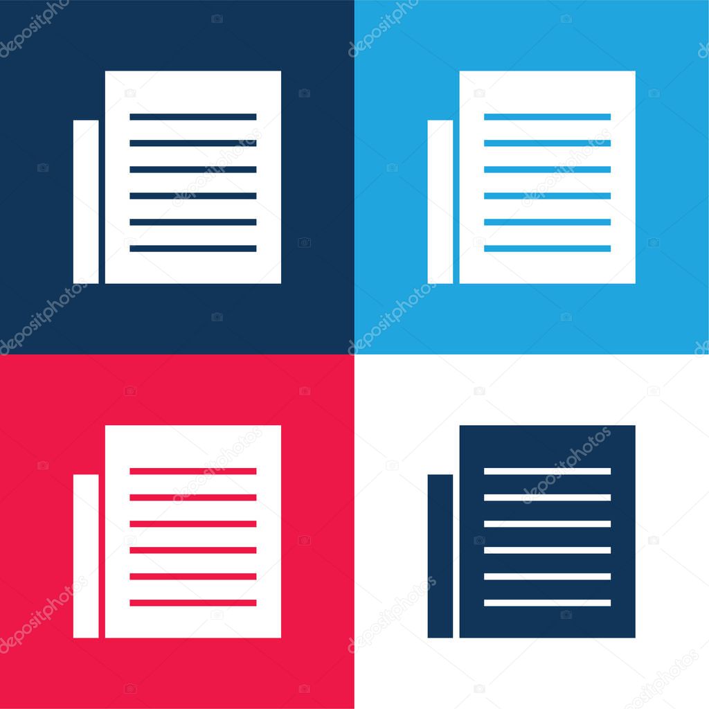 Black Text Page blue and red four color minimal icon set