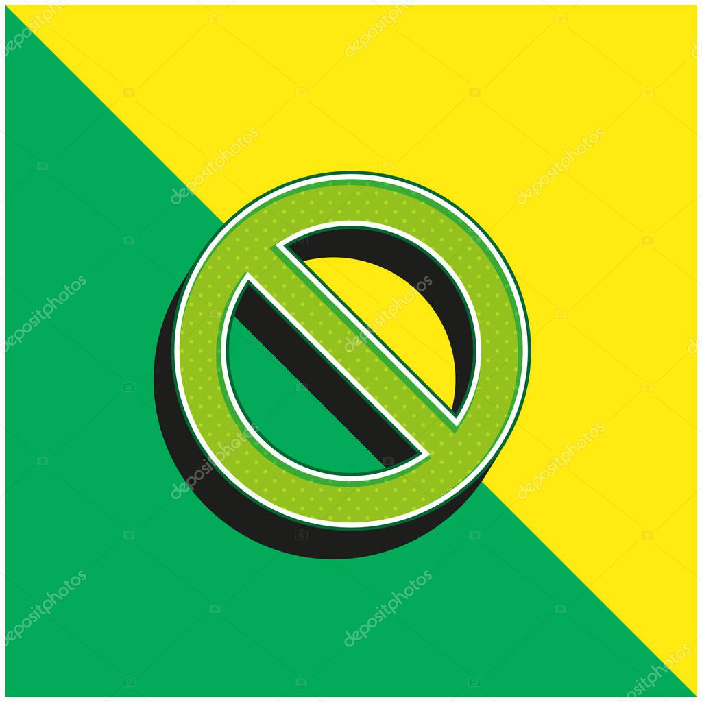 Banned Sign Green and yellow modern 3d vector icon logo