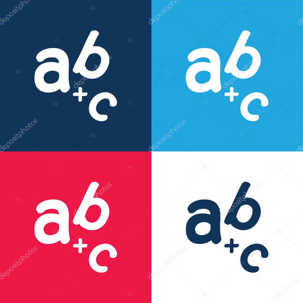 Alphabet blue and red four color minimal icon set