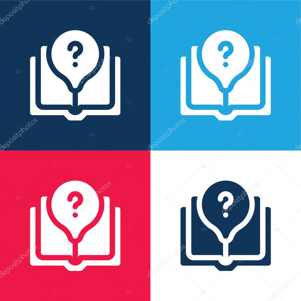 Book blue and red four color minimal icon set