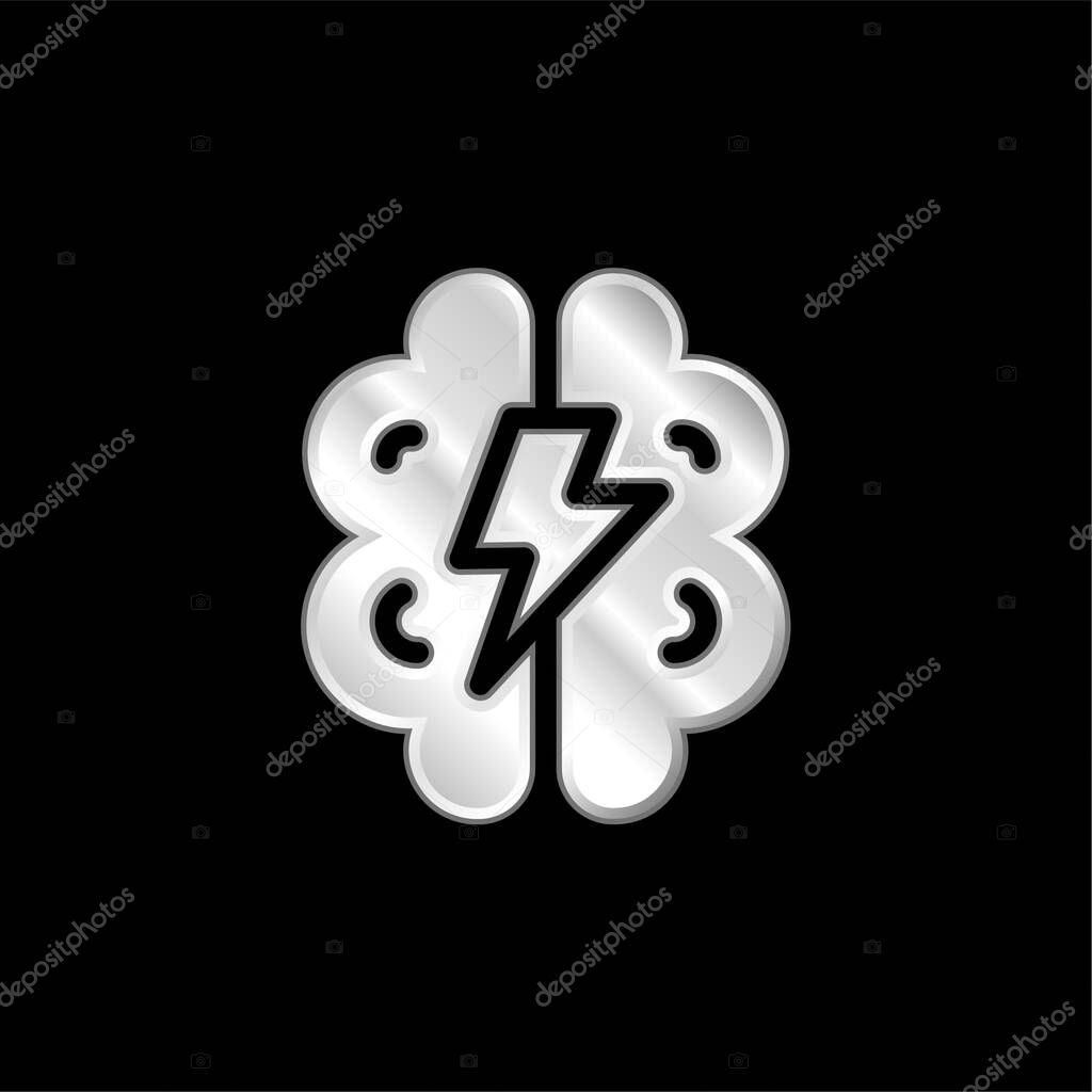 Brainstorming silver plated metallic icon