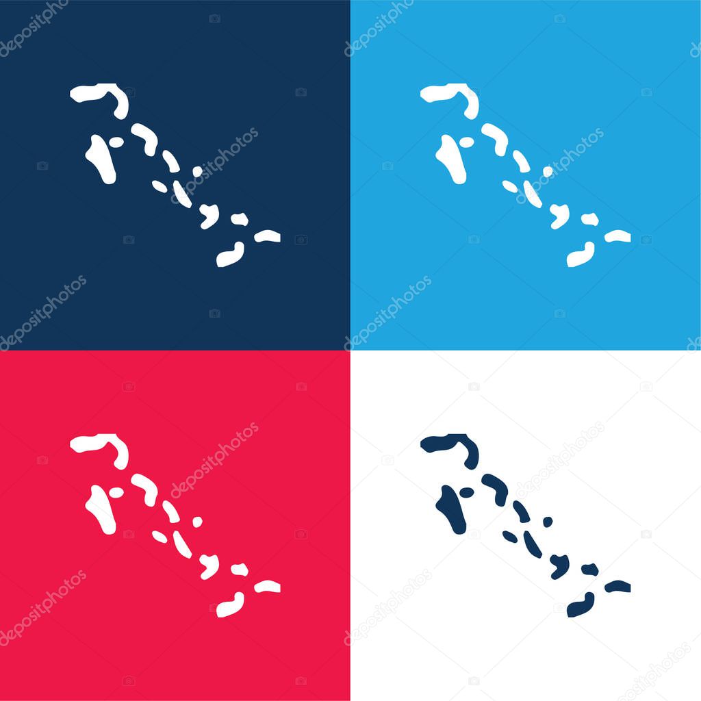 Bahamas blue and red four color minimal icon set