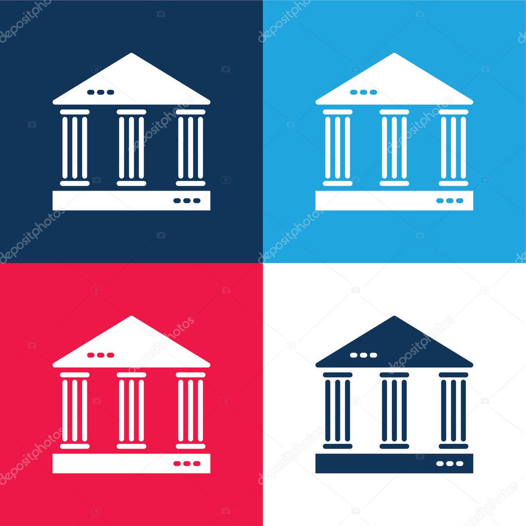 Bank blue and red four color minimal icon set