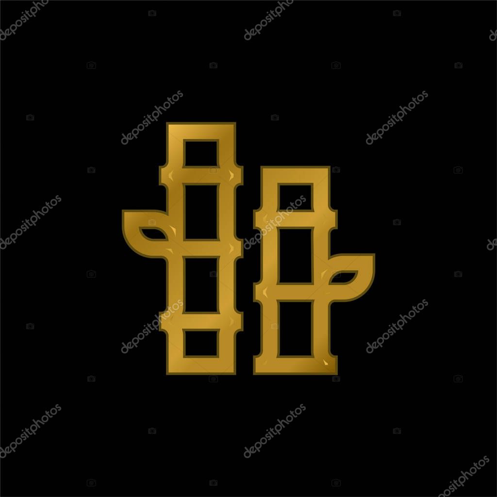 Bamboo gold plated metalic icon or logo vector