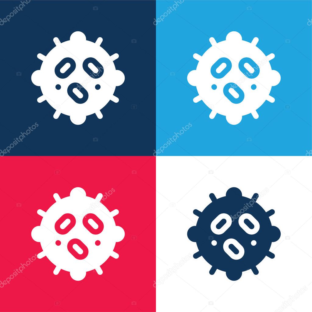 Bacteria blue and red four color minimal icon set
