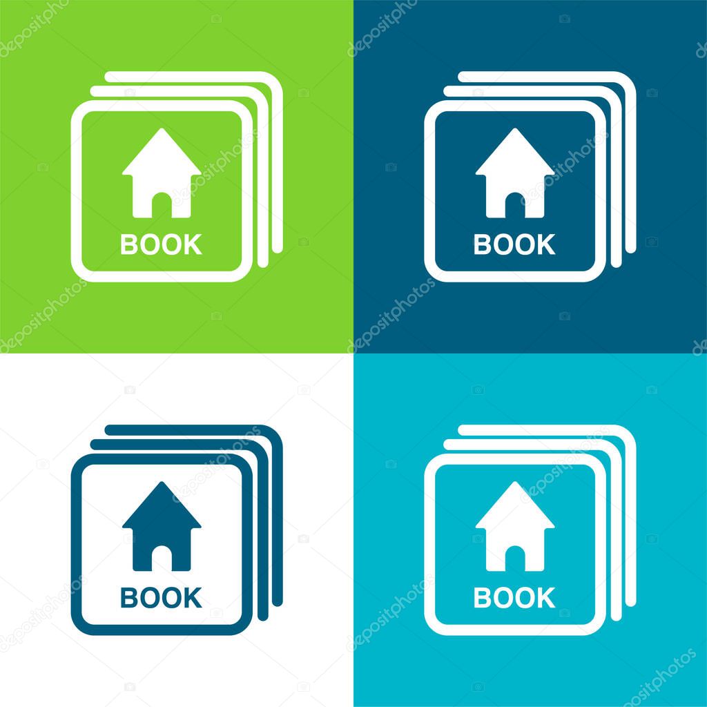 Baby Flash Cards With Book Image Flat four color minimal icon set