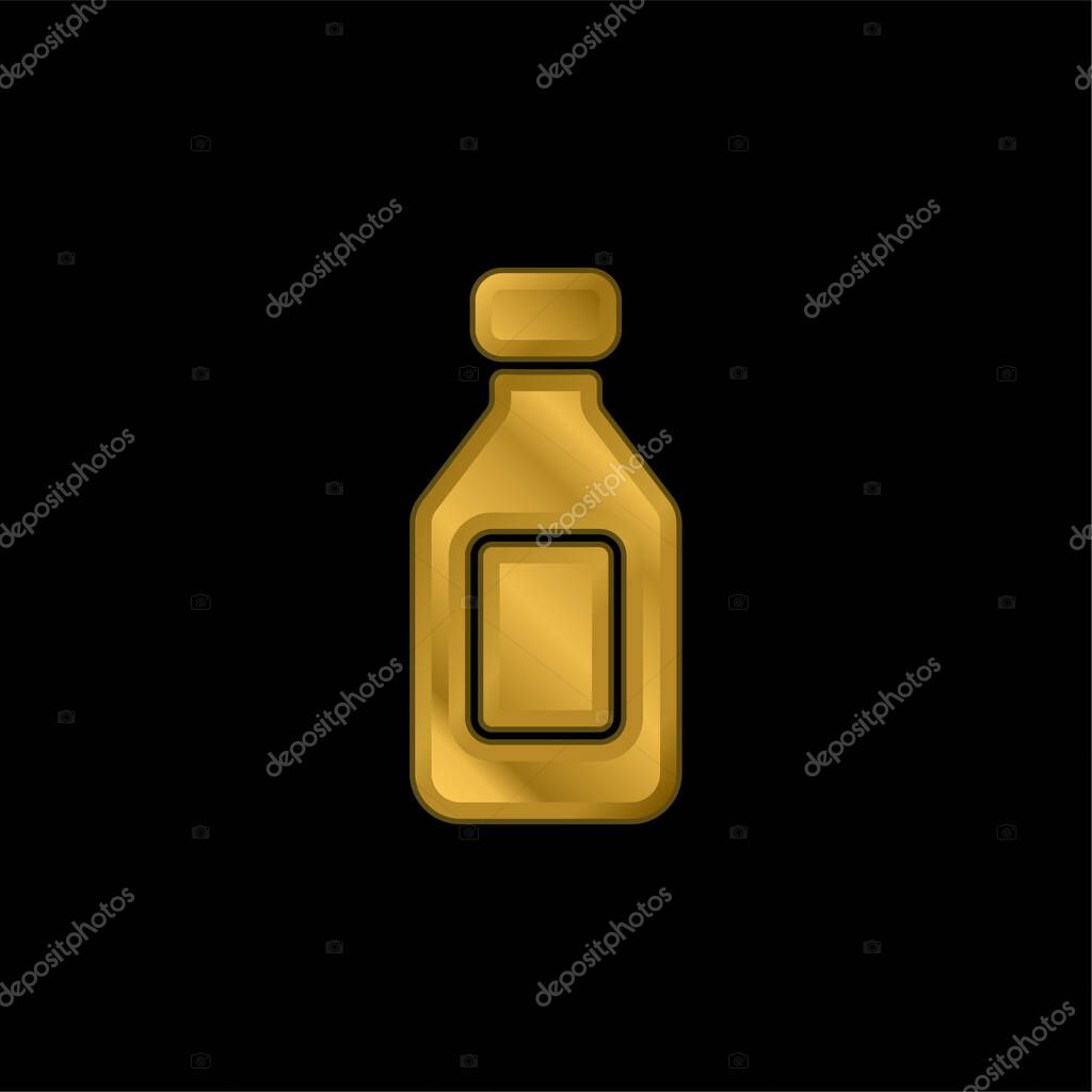 Bottle gold plated metalic icon or logo vector