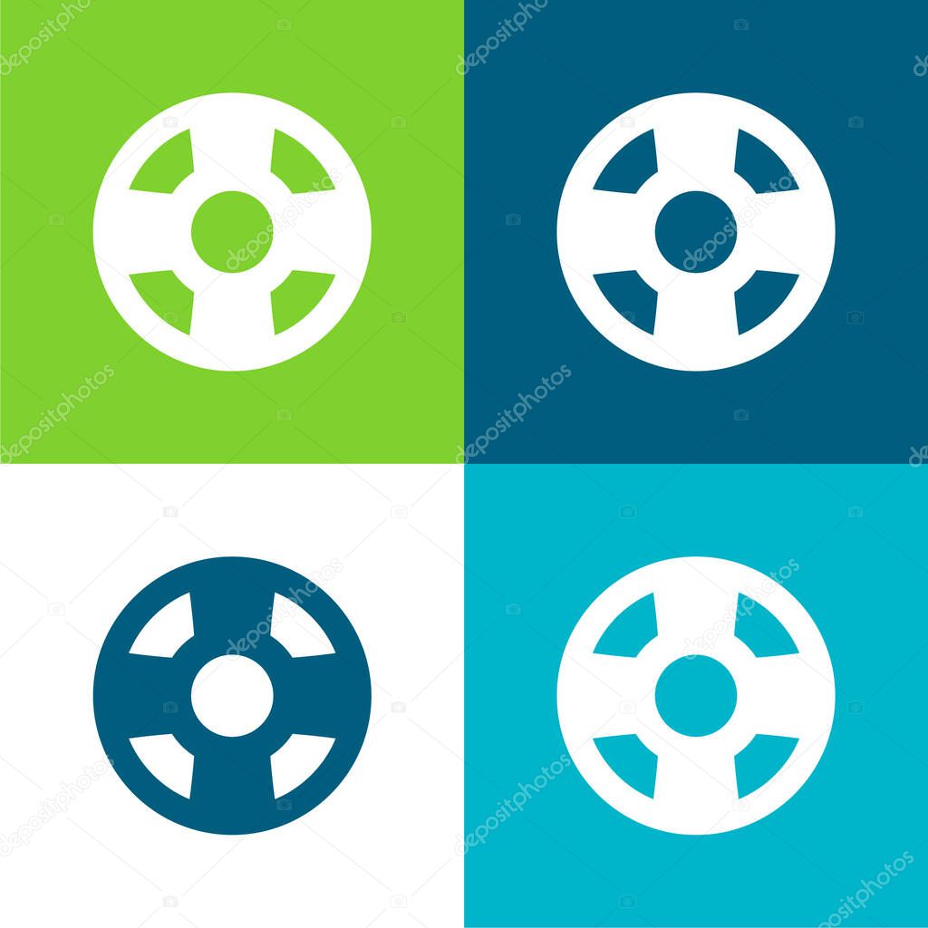 Beach Float Flat four color minimal icon set