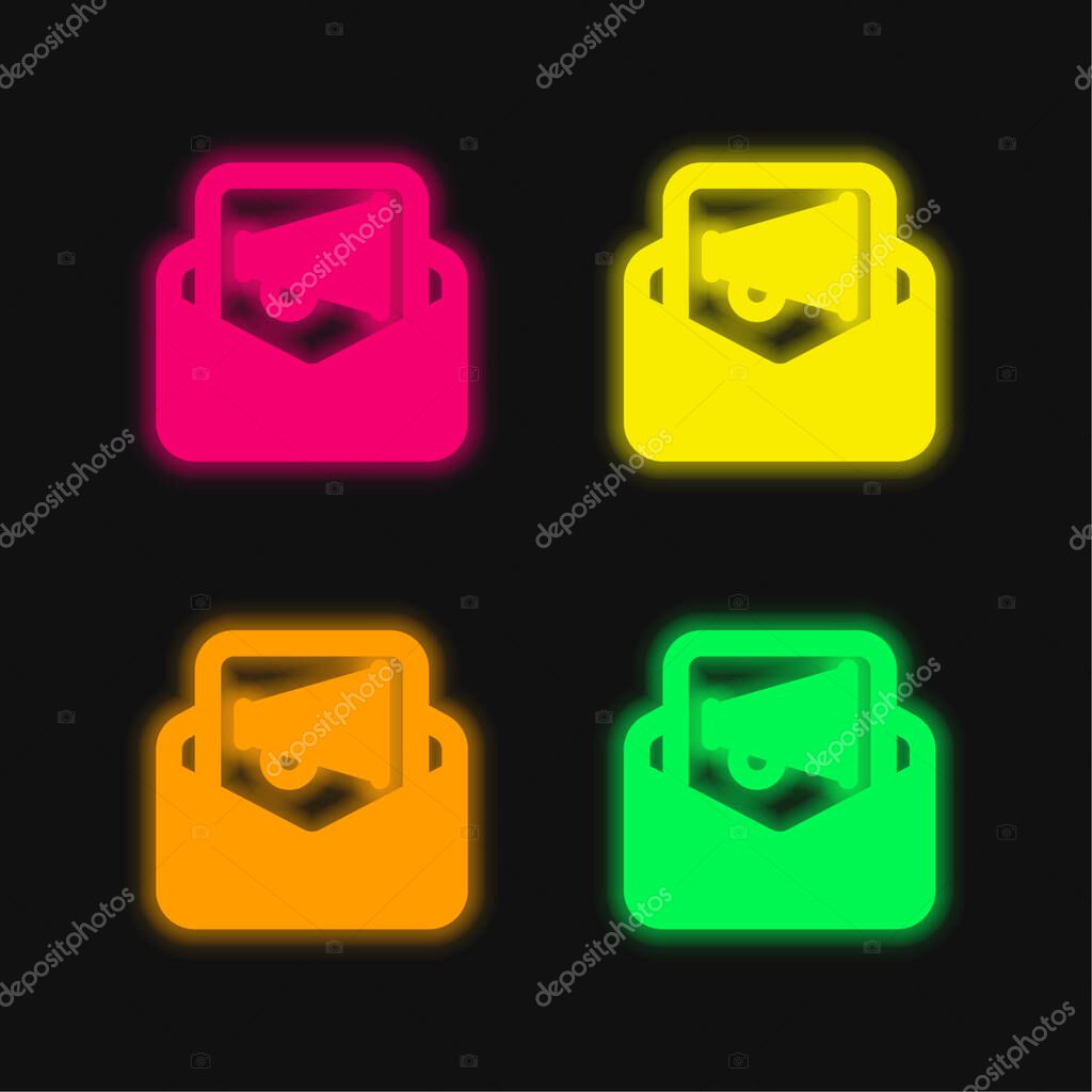 Ads four color glowing neon vector icon
