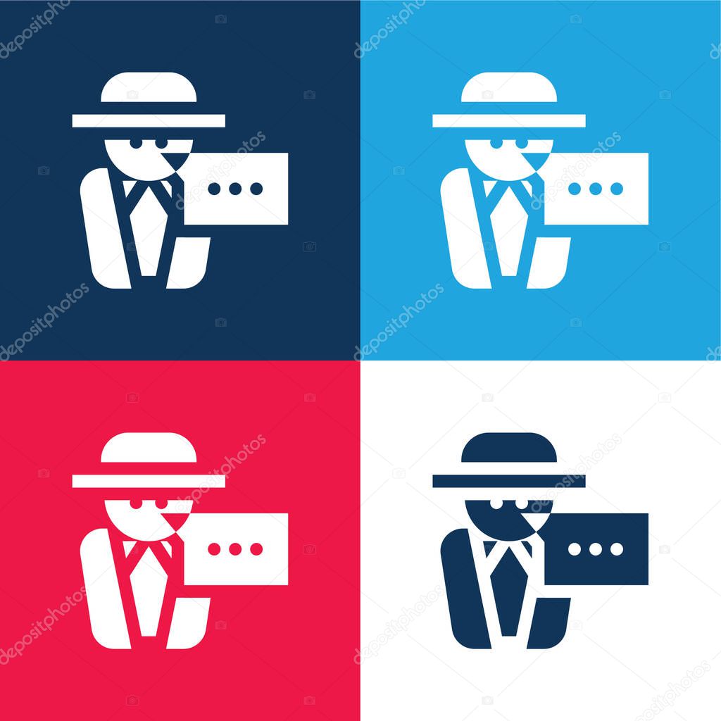 Anonymous Message blue and red four color minimal icon set