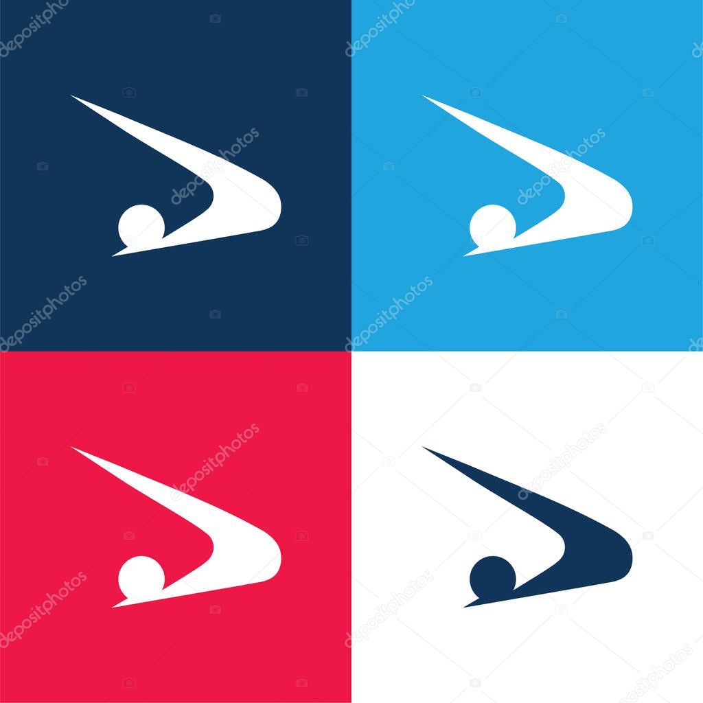 Akita Japanese Flags blue and red four color minimal icon set