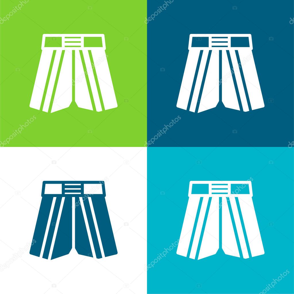 Boxing Shorts Flat four color minimal icon set