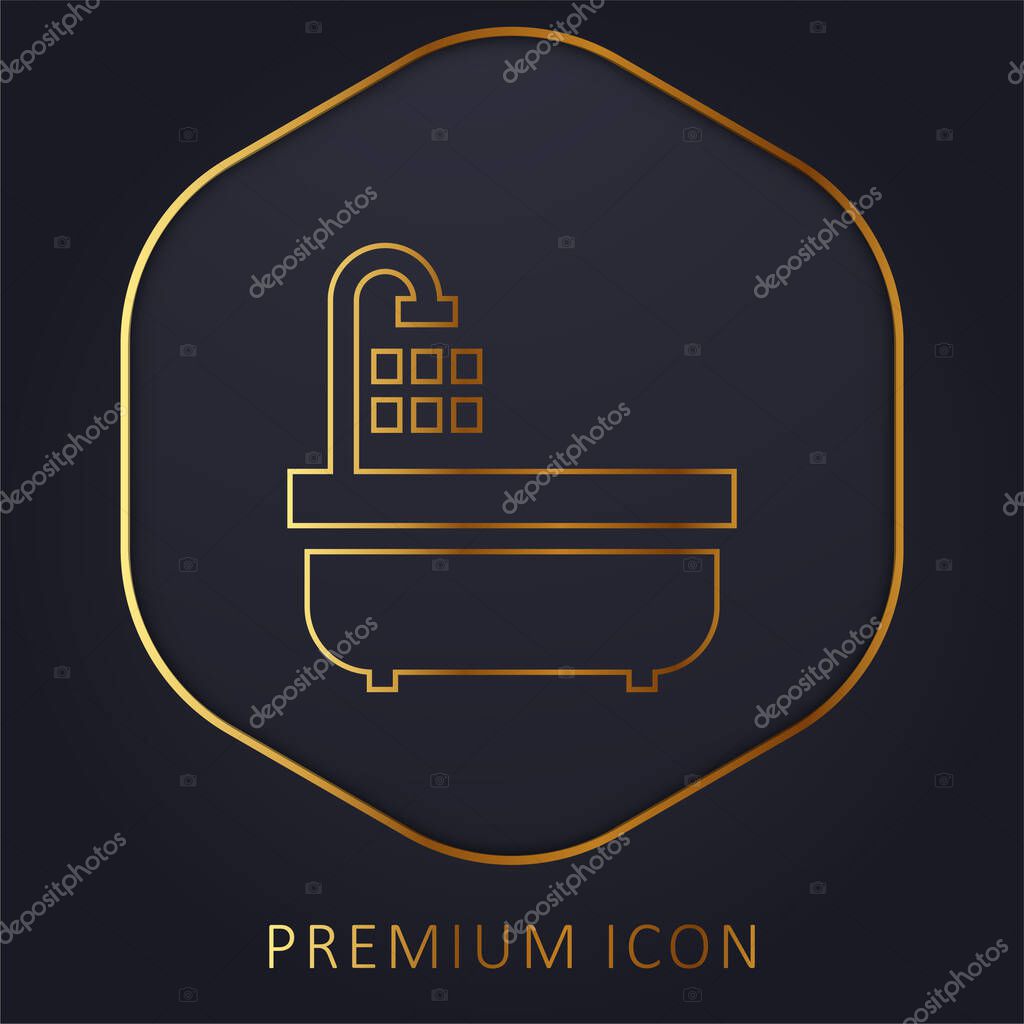 Bathtub golden line premium logo or icon