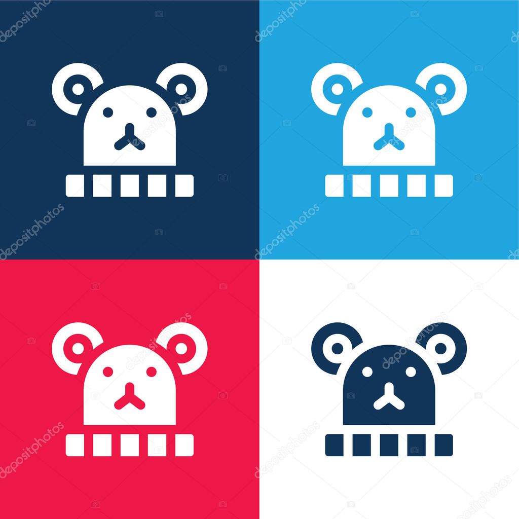 Baby Hat blue and red four color minimal icon set
