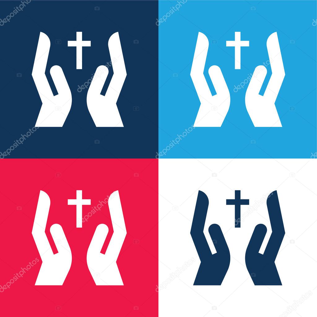 Bless blue and red four color minimal icon set