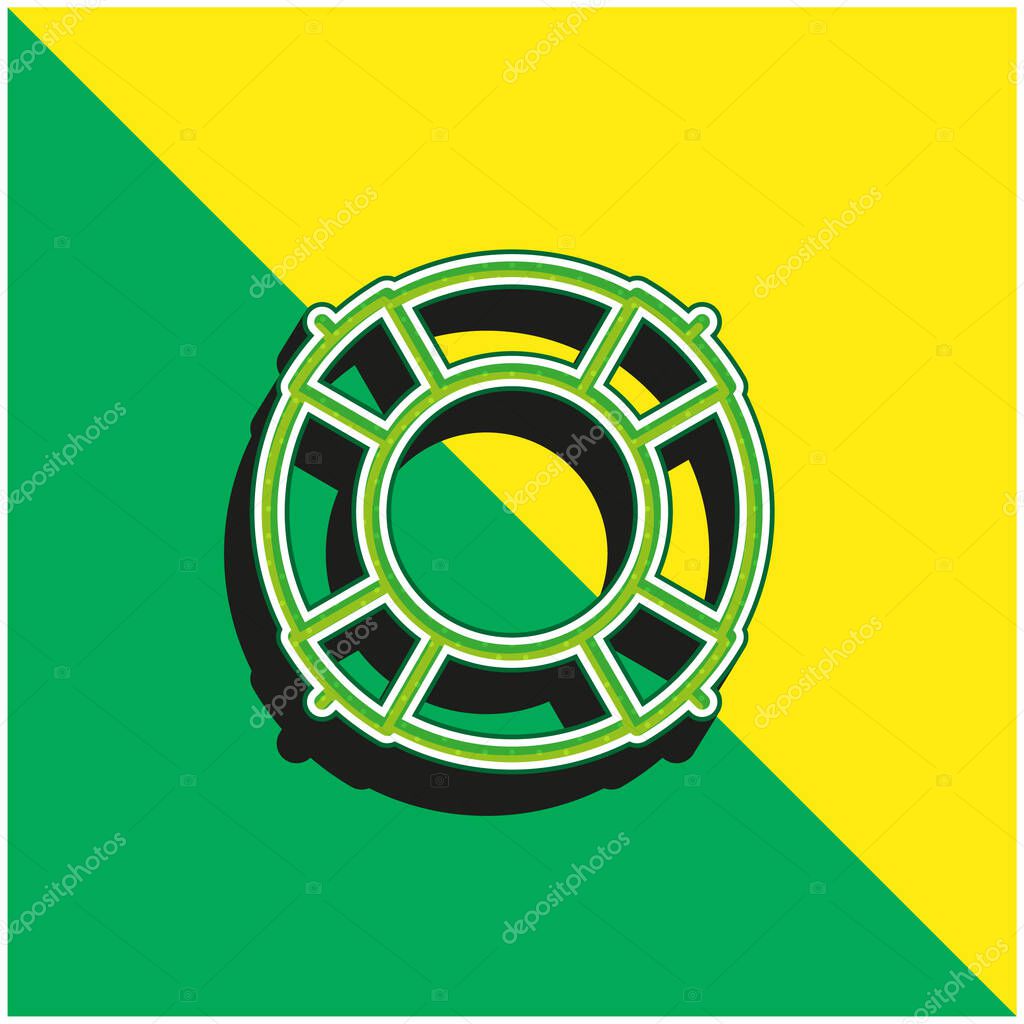 Big Lifesaver Green and yellow modern 3d vector icon logo