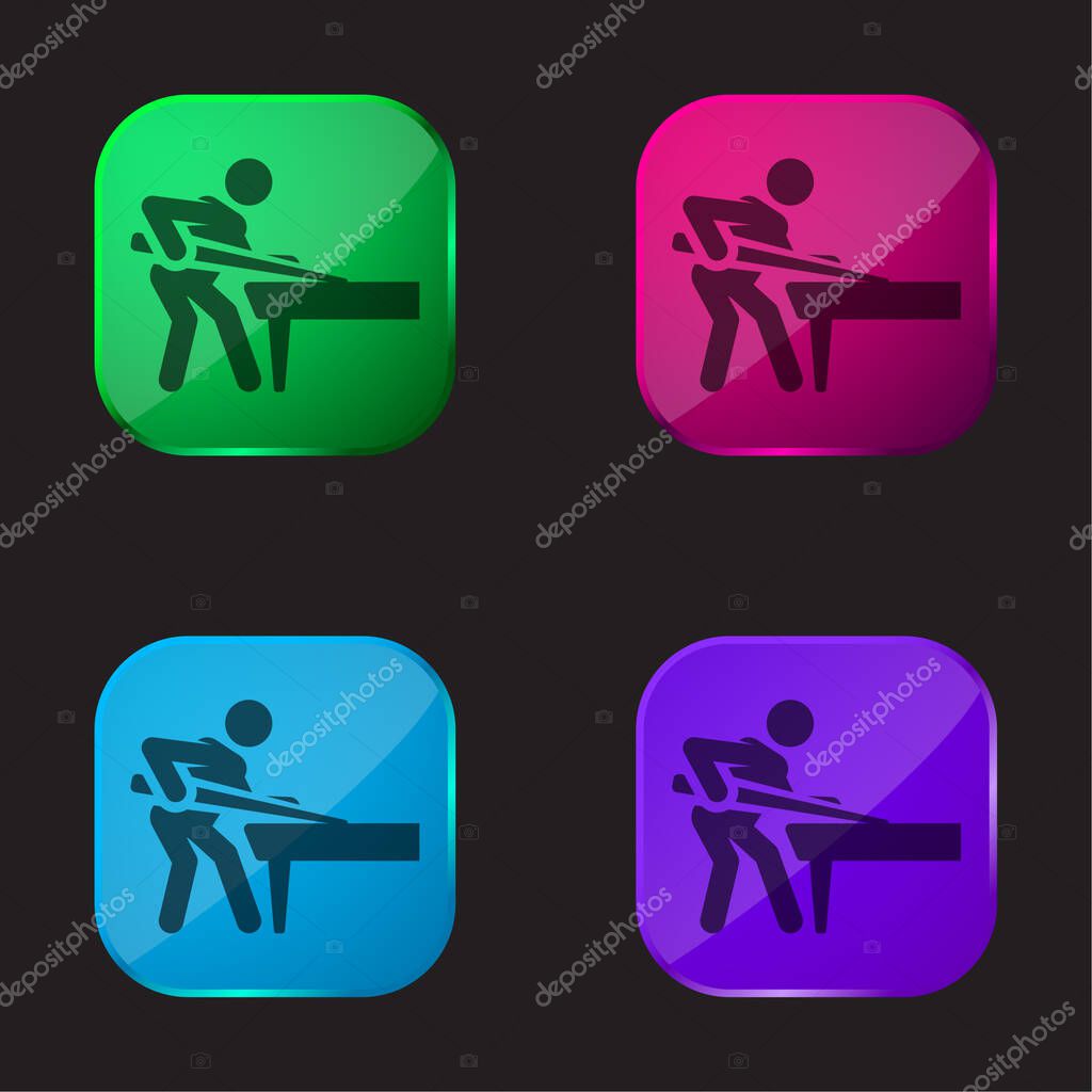 Billiard four color glass button icon