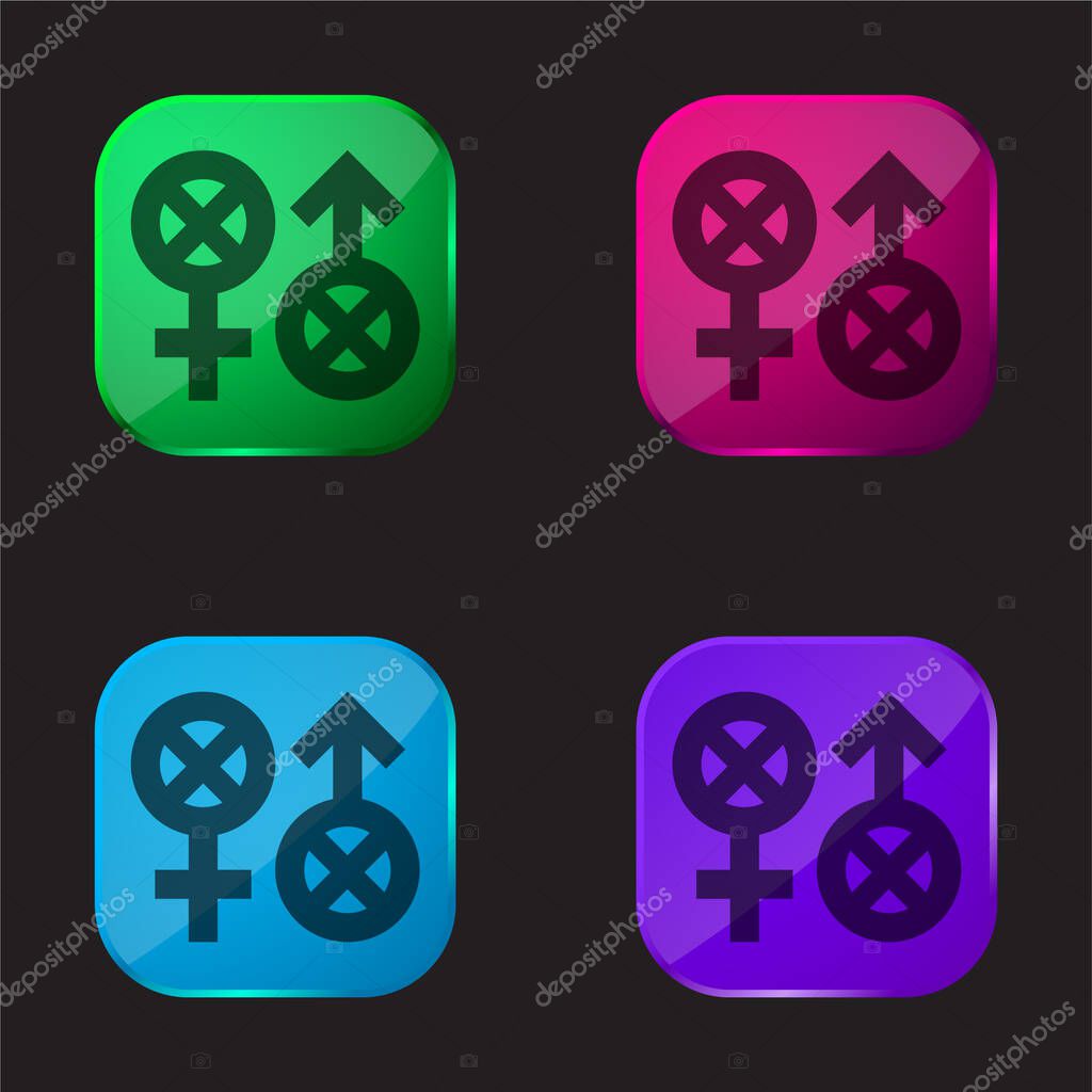 Biphobia four color glass button icon