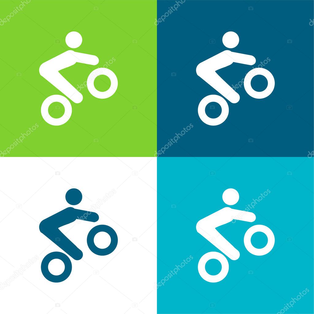 Bike Tricks Flat four color minimal icon set