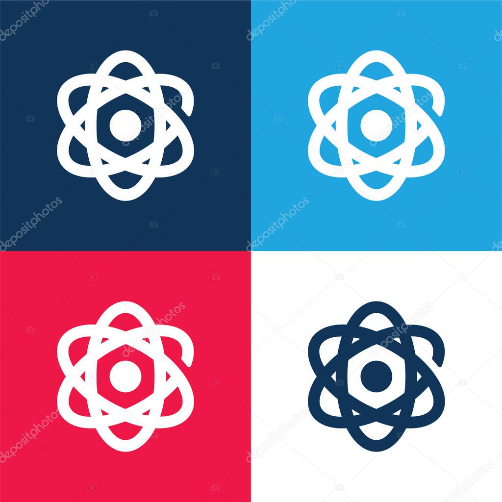 Atom blue and red four color minimal icon set