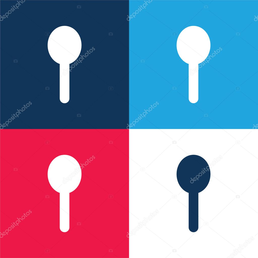 Black Silhouette Shape Of An Object Like A Spoon blue and red four color minimal icon set