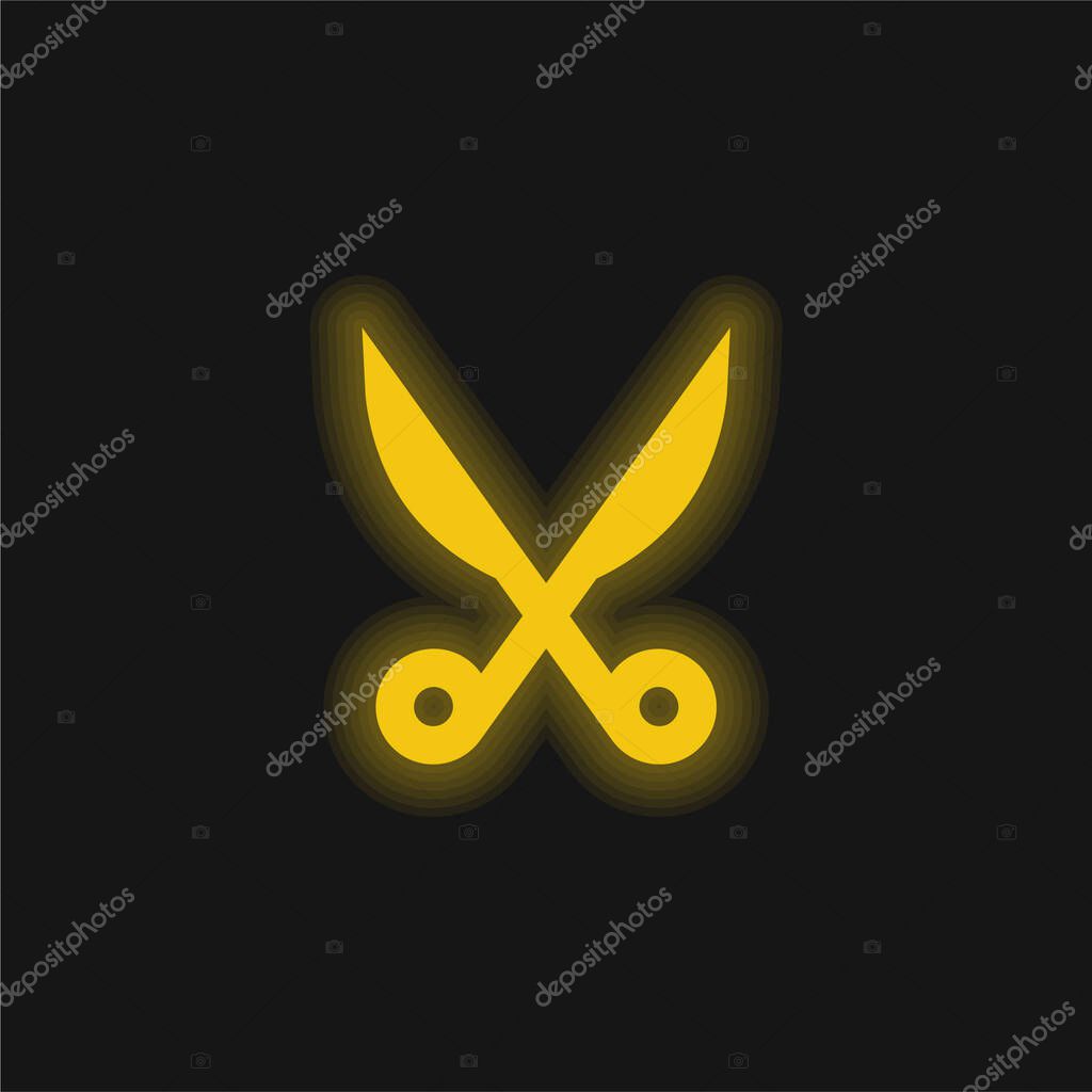 Baber Scissors yellow glowing neon icon