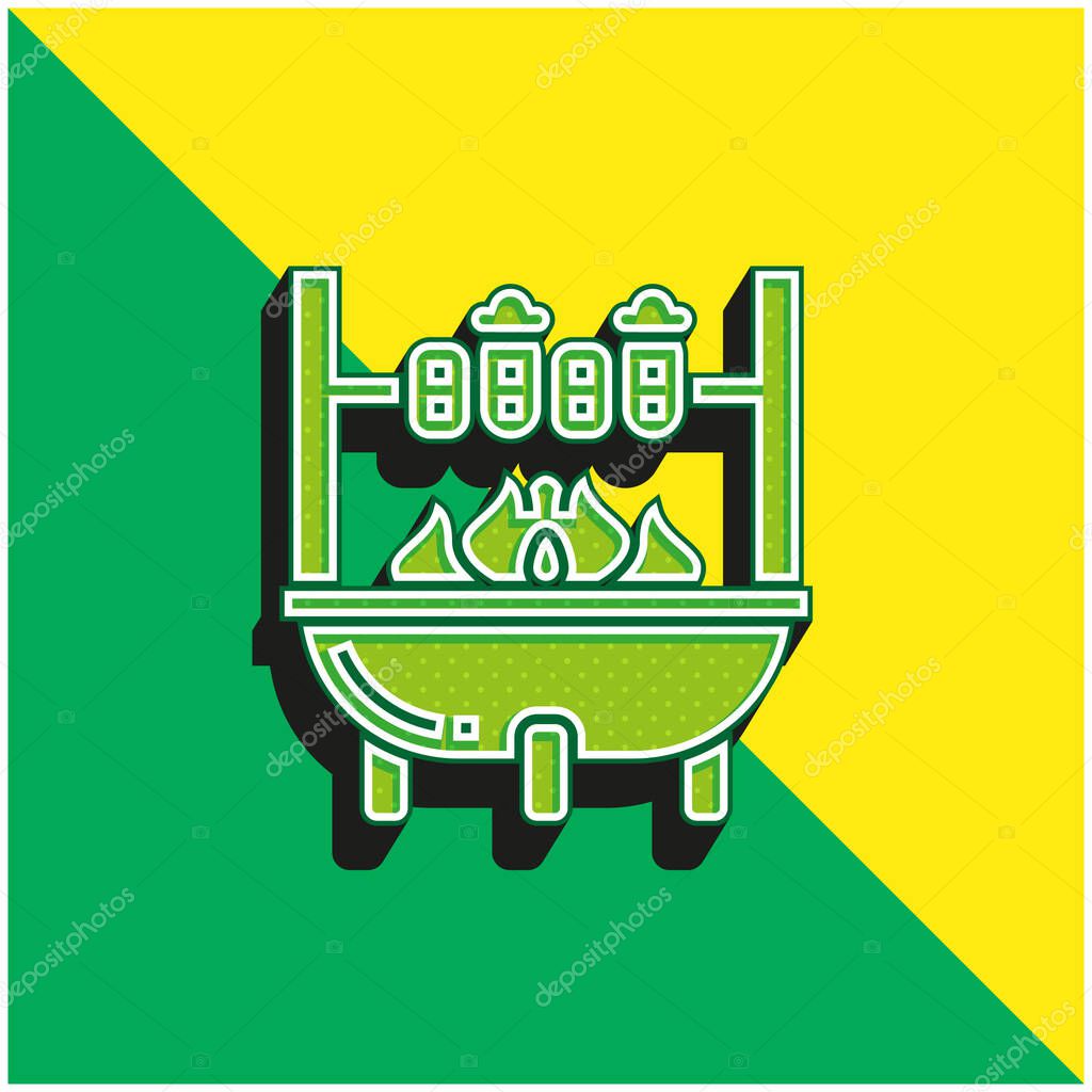 Barbecue Green and yellow modern 3d vector icon logo