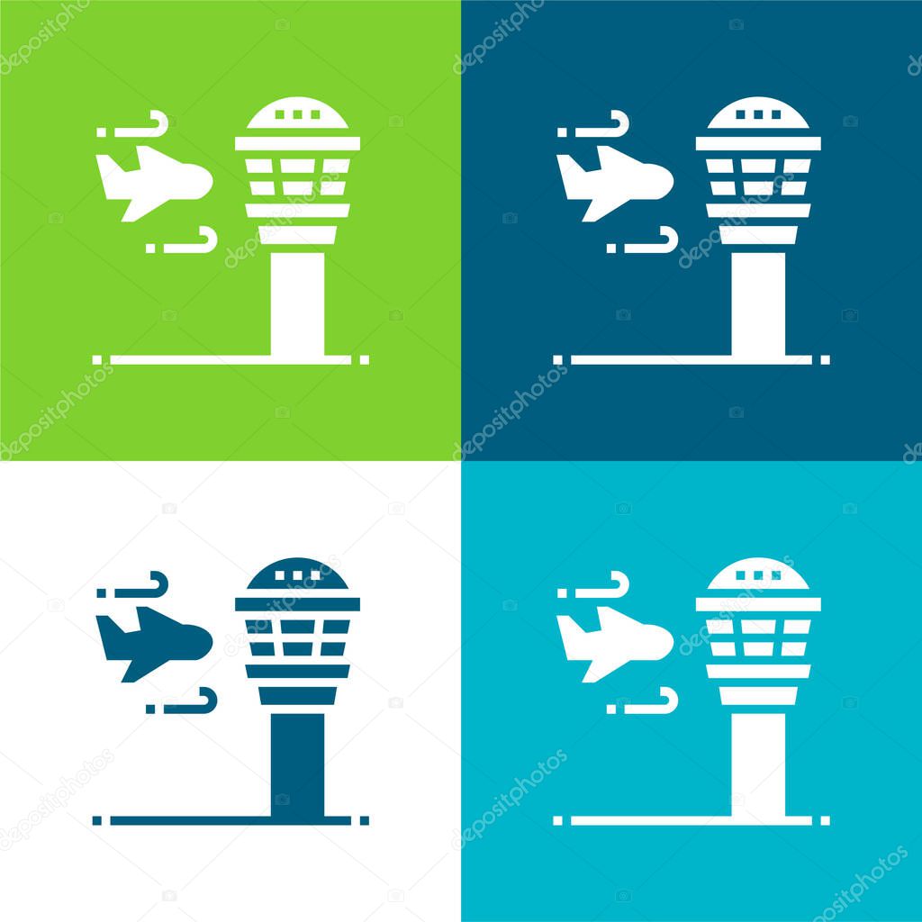 Airport Flat four color minimal icon set