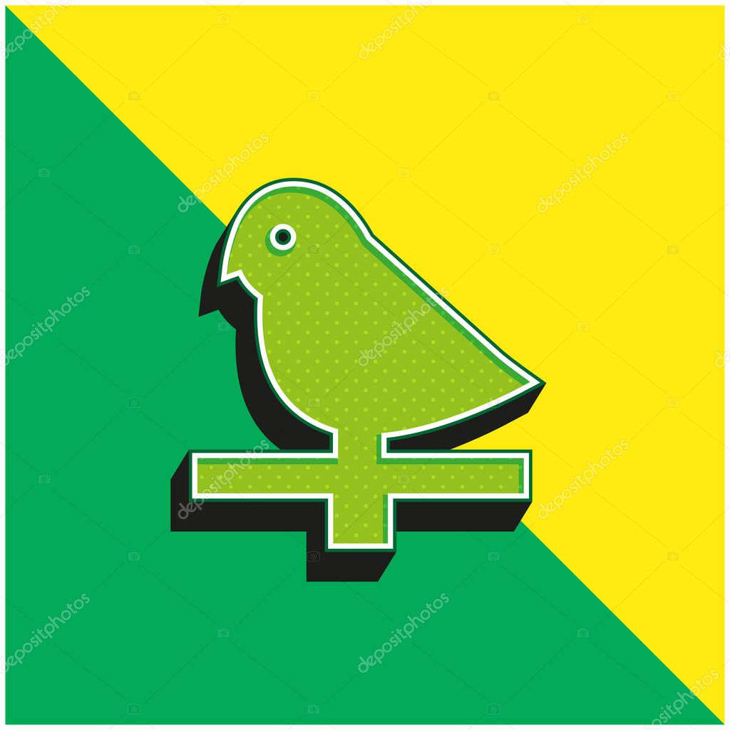 Bird Green and yellow modern 3d vector icon logo