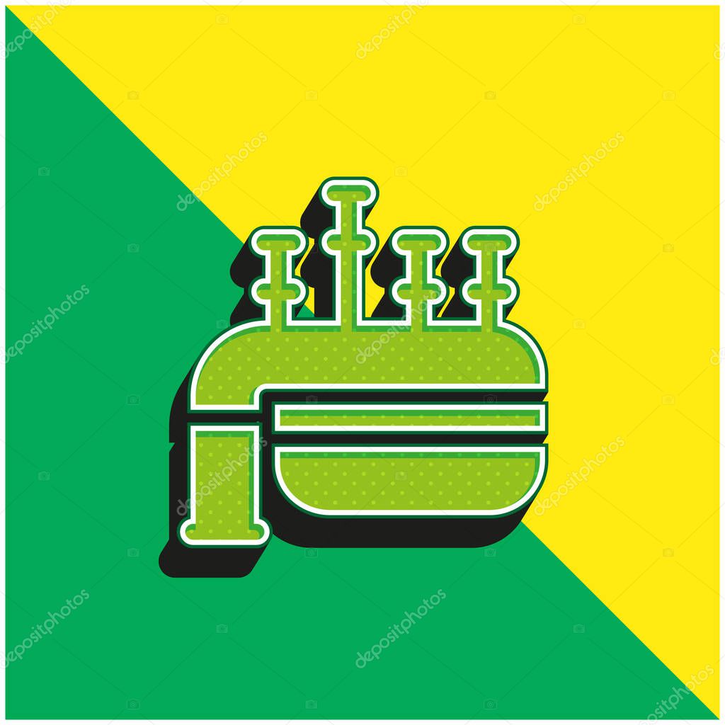 Bagpipe Green and yellow modern 3d vector icon logo